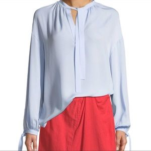 Vince powder blue Tie-Front Silk Poet Blouse size large